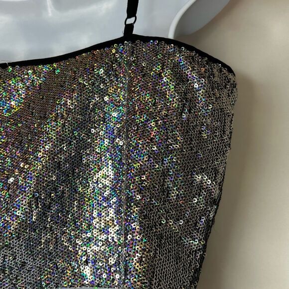 Glamorous Sequin Stitched Floral Embellished Women's Top Size M - Picture 4 of 10